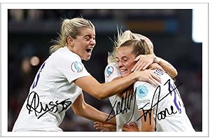 RJR PRINTS Alessia Russo, Chloe Kelly & Ella Toone England Lionesses Signed 6X4 Inch Photo With Print Pre Printed Signature Football Autograph Gift
