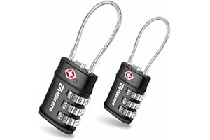 2 Pack TSA Approved Luggage Locks, Combination Travel Cable Lock, 3-Digit Waterproof Padlock, Zinc Alloy Outdoor Keyless Resettable Lock for Travel, Lockers, Bags, Backpack, Gym, Gate-by Brillirare