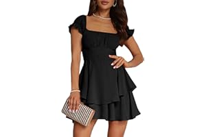 Qianderer Women Boho Romper Dress Off Shoulder Tie Back Flowy Swing Ruffle Dresses with Shorts Layered Pirate Jumpsuit Playsuits Beach Dress