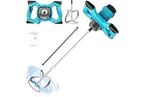LEADGOODS Mörtelrührer, Rührwerk 2100W Mörtelrührer Farbrührer, Betonmischer with 6 Speed Drehzahlelektronik, 0-1500 /min, Aluminium Getriebe, M14 Rühreraufnahme, Rührer ø 120 mm für Pulverförmige Bauwerkstoffe