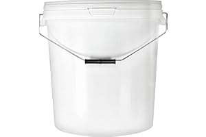 BenBow Eimer mit Deckel 30l weiß - lebensmittelecht, stabil, luftdicht, auslaufsicher, geruchsneutral - Aufbewahrungsbehälter aus Kunststoff, mit Metalgriff leer, 5X 30 Liter