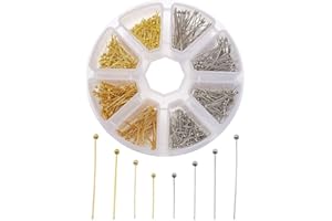 Cheriswelry 700pcs Ball Head Pins Ball End Headpins Wire 16mm 20mm 25mm 30mm for Jewelry Making Beading (Platinum & Golden)