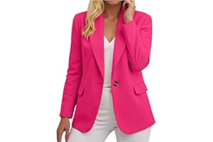 ECUNGWUA Blazer Femme Chic et Elegant Veste Manches Longues Classique Travail Blazers Décontracté Couleur Unie Tailleur Hauts Slim Fit Grande Taille Manteau