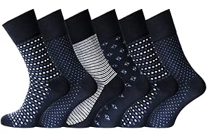 SEVELLO CLOTHING Diabetic Socks Mens 6 Pairs – Mens Cotton Socks Gentle Grip Non Elastic Sock for swollen feet | Smooth Toe Seem | Non Elastic Cuff | 6-11 one size UK