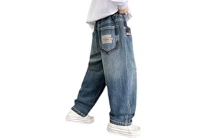 GÉNÉRIQUE Baggy Jeans Pantalons Garçon avec Taille Élastique Jean Baggy Ado Garçon Pantalons Cargo en Denim Enfants Décontracté Large Hip Hop Y2K Streetwear