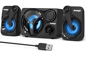 Smalody PC Speakers with Subwoofer, USB-Powered Mini 2.1 Stereo LED Multimedia Gaming Speaker with Bluetooth USB for Computer, Desktop, Laptop