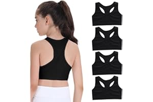 FUIPVGI Confezione da 4 reggiseni corti per ragazze, in cotone morbido e confortevole, reggiseno sportivo per bambine, biancheria intima per bambini, non imbottito, reggiseno crop top per ragazze,