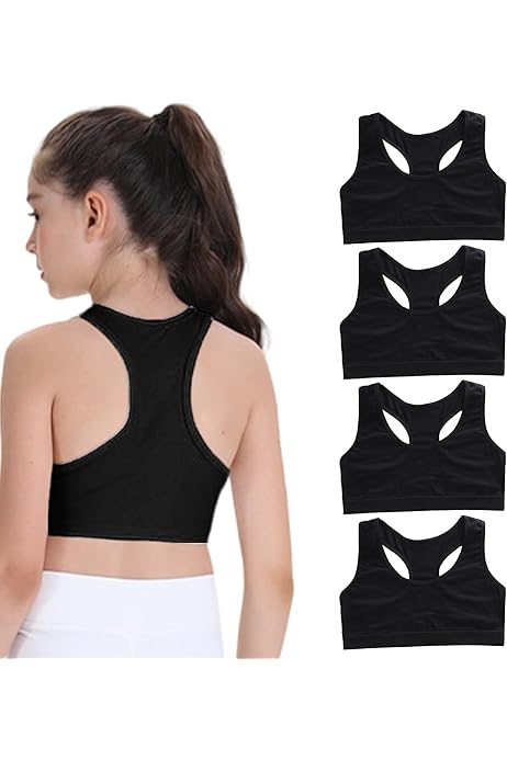 Canotte Sportive Per Bambine Con Reggiseno Integrato - Confezione Da 4 - Cotone Morbido - Foto 7