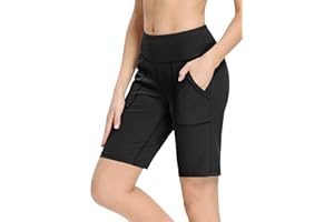 MOCOLY Pantaloncini Sportivi Donna Leggins Corti da Yoga Bermuda Pantaloni Corti Opachi Traspiranti da 10" Biker Shorts Pantaloncini Palestra con Tasche per Fitness Corsa Yoga Pilates