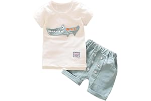 DAY8 Vetement Garçon 1 à 5 Ans Ensemble Enfants Garçon Pyjama Bébé Garçon Naissance été Pas Cher Chemisier Garçon Manche Courte Blouse Haut Top Bébé Garçon T-Shirt + Bermuda