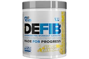 HR Labs Defib V3, Ultimate All-in-One Advanced Stim Pre Workout Powder, 420g and 30 Servings, Vegetarian & Halal Friendly (Lemon Fizz Bombs)