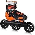 VEZLOPUS Inline Skates, 3 Wheels 100Mm | 4 Sizes Adjustable Speed Skates For Kids, Boys, Girls, Teens - Professional Outdoor Fitness Performance Black & Orange