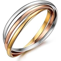 Bracciale Donna Kim Johanson In Acciaio Inox Tricolore | 3 Anelli Oro Rosa, Oro E Argento - 3