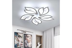 SENQIU Plafoniera Led Soffitto Moderna, 65W Lampada da Soffitto Forma di Fiore, 6500K Bianco Freddo Lampadario da Soffitto per Soggiorno, Camera da Letto, Sala, Cucina, 5 Teste