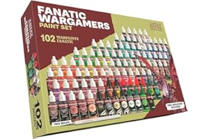 The Army Painter, Warpaints Fanatic Wargamers Paint Set, 102 x 18 ml acrilici incl. metallici, lavature, effetti, 1 pennello e 1 miniatura - Set per dipingere miniature per D&D e Warhammer