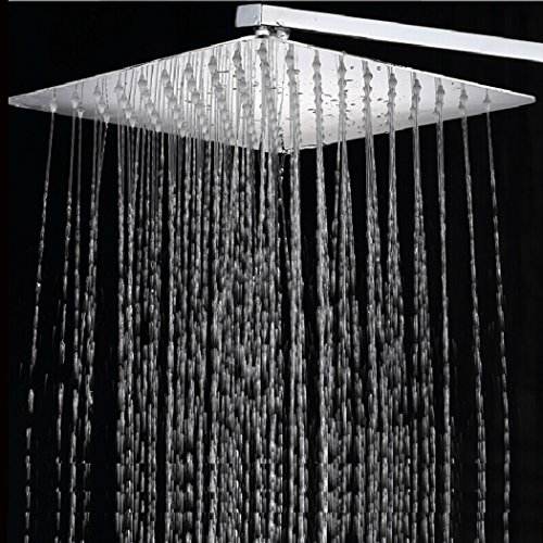 Quadratische Duschkopf Regendusche Regenduschkopf Kopfbrause Regenbrause mit Anti-Kalk-Düsen Edelstahl poliert Spiegeleffekt hochglänzend