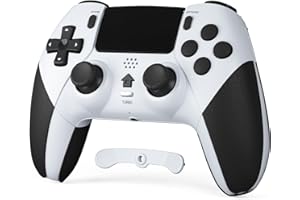 CHEREEKI Compatible with PS4 Controller Wireless Controller for P-4/Pro/Slim Bluetooth Remote Gamepad Joystick Vibration Turbo Six-Axis Sensor Audio Jack Touch Panel Wake UP Game Controller White