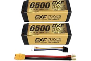 DXF 2 pacchi di batteria lipo con potente 15,2 V 6500 mAh 140 C 5 mm XT90-4s lipo ideale per modelli RC 1/8, 1/10 come slash, emaxx, axial e altro - lipo 4s perfezione per prestazioni estreme