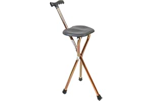 Pepe Mobility Canne Siège Pliante Légère (Hauteur 82 cm), Canne de Marche Portable, Tabouret 3 Pieds, Aluminium Bronze