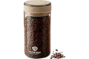 WDKXCN Bote para Cafe Hermetico, 1700ML Bote Cristal Hermetico con válvula unidireccional, tapa hermética, rastreador de fecha, Tarro Cristal con Tapa para Hogar, Oficina y Cafetería