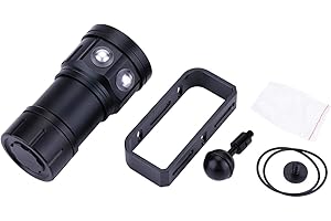 KIKYO Diving Flashlight, 18000 Lumen IPX8 Waterproof Diving Torch Scuba 500M, LED Underwater Shooting Fill Light, 7Modes 120 Degree Wide Beam Angle