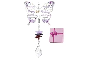 TheGiffter 40th Birthday Gifts for Women 1985, Unique Butterfly Suncatcher Crystal - Spiritual Gifts for Her Mother Mum Sister Wife Best Friend, Funny Happy Birthday Presents for Female
