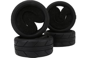 Mxfans 4 Pieces Arrow lines tyres Fits for RC 1/10 On-road Car OD65MM(2.56") ID52MM(2.05") Black