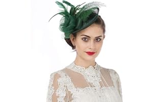 HAOJING Sinamay Flower Feather Headband Fascinator Wedding Headwear Ladies Race Royal Ascot Pillbox Wedding Cocktail Tea Party Derby Hat for Women
