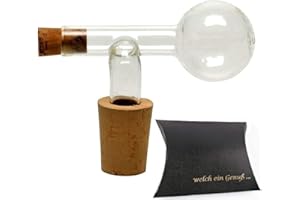 H-BO Ausgießer aus Glas Glaskugelportionierer mit Naturkork Dosierer Portionierer Echtglas in Geschenkverpackung Ausgießer Glas Whiskey Whisky Rum Cognac Likör
