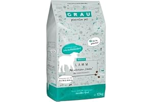 GRAU – El Original – Pienso deshidratado para Perros - Cordero, Pack Individual (1x 12 kg), sin Gluten, para Perros Adultos delicados