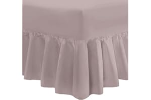 NIMSAY HOME Deluxe Luxury Soft 100% Egyptian Cotton Plain Dyed 200 Thread Count Frilled Fitted Valance Bed Sheet - Super King - Mink