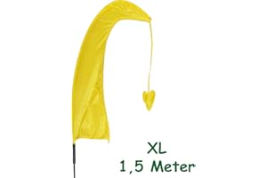 alles-meine.de GmbH 3 Stück XL - 1,5 m - Windfahnen/Balifahnen - GELB - mit Fahnenstange - UV-beständig & wetterfest - Windrichtungsanzeige - aus Nylon/Flagge Windricht..