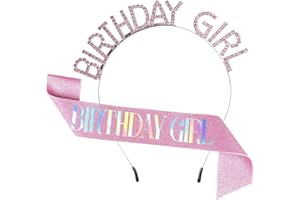 GUO-YING Geburtstagskrone Geburtstags SchäRpe Prinzessin Krone Glitzer Rose Gold Geburtstag Mädchen Schärpe & Strass Tiara Kit für Geburtstag Geschenk Party Zubehör und Dekorationen Gold