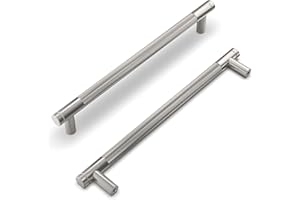 9BUILD 10 Pack 160MM Brushed Satin Nickel Kitchen Cupboard Handles Knurled Cabinet Handles Cabinet Pulls Drawer Handles Kitchen Handles UK0037