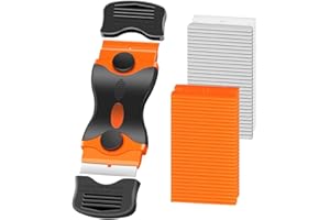MORNERY Window Scraper Tool - Double Edged Non Scratch Scraper Cleaning Tool with 20Pcs Replacement for Hob Oven, Cooktop, Windows, Sticker, Wallpaper, Glass or Paint Removal