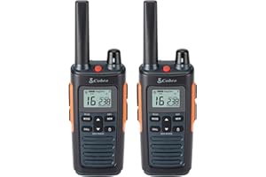 Cobra RX680 Walkie Talkies (2-Pack) – PMR446 Recreational and Business Rechargeable Two-Way Radios, 10 km Range, Dust Protected and Splashproof (IP54 rating), Black and Orange