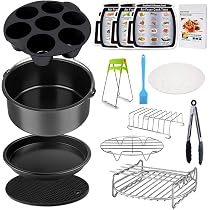 Set Accessori Friggitrice Ad Aria 16 Pezzi - Compatibile Ninja, Cosori, Cookwise 8,5-9,5L - Stampi, Griglie E Spruzzatore - 3