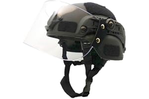 WLXW Airsoft Paintball Taktischer Helm, MICH2000 Army Combat Fast Helm, Mit Sonnenschutzbrille Für Die CS-Kriegsjagd, Schießschutzausrüstung,Schwarz
