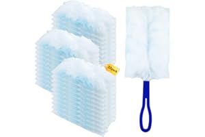 DIBAIGOU Lot de 30 recharges pour plumeau Swiffer 180 / manche extensible, 180 ° Heavy Duty Multi-Surface Duster de rechange avec 1 manche supplémentaire