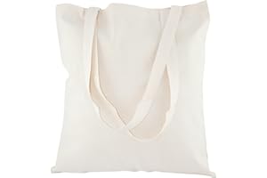 AllBags Torba bawełniana 380 x 420 mm z długimi uchwytami 70 cm, torba na zakupy, torba na co dzień, torba robocza, wytrzymała torba materiałowa do przedszkola, torba jutowa