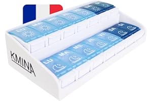 KMINA Pilulier Semaine 7 Jours, Matin Soir, Français, Grande Capacité, Brevetée