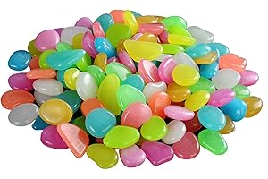 PETSTIBLE 50Pcs Glow In The Dark Pebbles Stones Luminous, Glow In The Dark Pebbles Luminous Stones Garden Walkaway Aquarium Fish Tank (Mix)