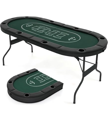 Tavolo Da Poker Pieghevole Rantry 8 Giocatori 108x108cm Verde | Con Portabicchieri E Feltro - Foto 6