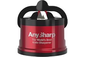 AnySharp Pro Aiguiseur de Couteaux (Métal) avec Ventouse (Rouge)