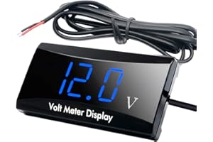MASO Voltmètre étanche à affichage numérique LED 12 V pour voiture et moto – LED bleue