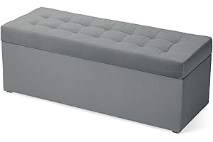MG Design Polsterhocker 45 x 120 cm Grau mit Stauraum (ca. 140 L), bis 300 kg belastbar, ohne Montage & leicht zu reinigen, angenehm matt mit feiner Struktur – für Wohnzimmer, Schlafzimmer & Flur