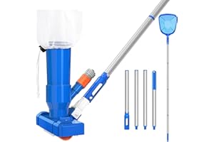 RXXR Handheld Pool Vacuums with Brush and Net Upgraded Pool Vacuum Cleaner Swimming Pool Skimmer Net Set with 4 Pole Section of 63", Pool Cleaning Kit Above Ground Pool Vacuum (Pool Jet Cleaner)