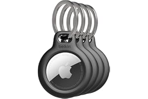Belkin AirTag Case with Key Ring (Secure Holder Protective Cover for Air Tag with Scratch Resistance Accessory) – 4-pack, Black