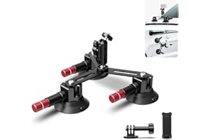 NEEWER Triple Ventosa Cámara Coche Montaje [Simplificado] con Soporte Teléfono y Adaptador Cámara Acción Compatible con iPhone GoPro OSMO Action Pocket 4 3 2 Hero 13 12 11 10 Insta360 Samsung, CA067
