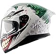 Axor Apex Dc Joker ISI ECE DOT Certified Full Face Dual Visor Helmet for Men and Women with Pinlock Fitted Outer Clear Visor and Inner Smoke Sun Visor (with Extra Irridium Blue Visor) White Green(M)